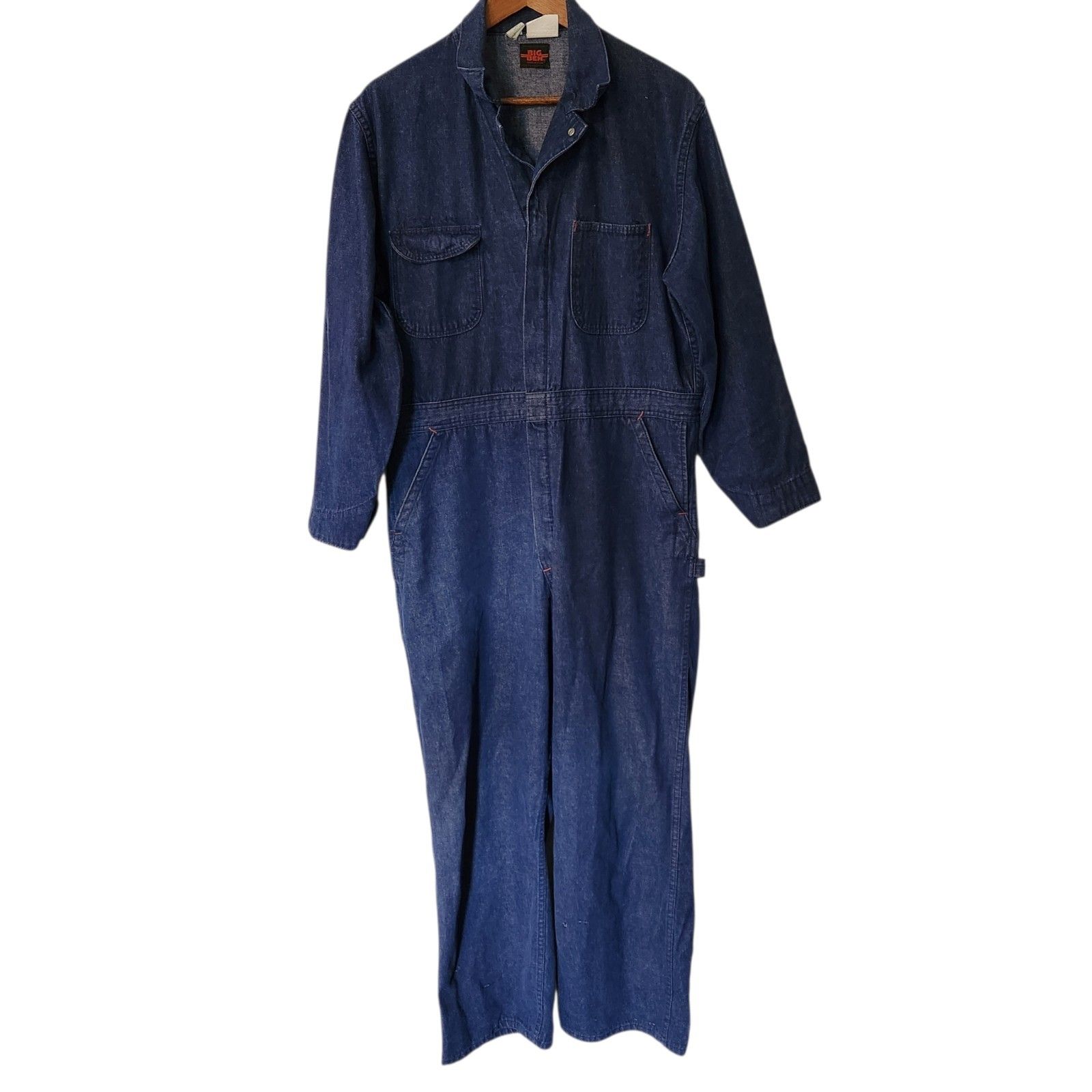 Vintage 70's Big Ben Mens Dark Wash Denim Coveralls Jumpsuit Zip Usa Size 44 R